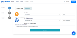 Quantex Swap Platform BTC to QTX